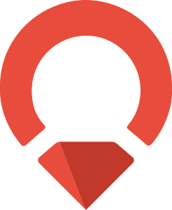 Upplev Ånge liten logotyp i röd och mörkröd.